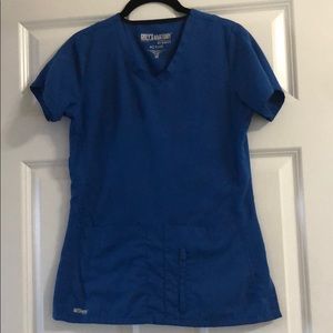 Greys Anatomy Royal Blue Active Scrub Top XS